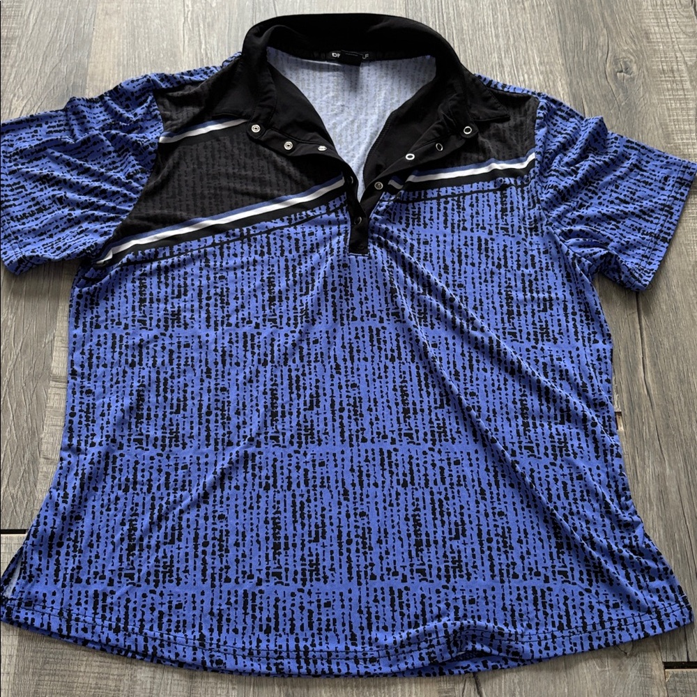 DKNY Golf purple and black shirt. Size XL polo with buttons